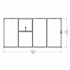 Palram - Canopia | 4x8 Ft Hybrid Lean-To Greenhouse Kit - Silver With 0.8mm Polycarbonate Glazing