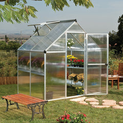 Palram - Canopia | Mythos Greenhouse Kit - 6 Ft Wide - Silver With 4mm Twin-wall Polycarbonate Glazing