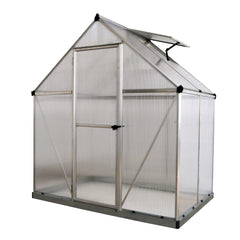Palram - Canopia | Mythos Greenhouse Kit - 6 Ft Wide - Silver With 4mm Twin-wall Polycarbonate Glazing