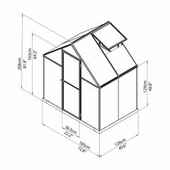 Palram - Canopia | Mythos Greenhouse Kit - 6 Ft Wide - Silver With 4mm Twin-wall Polycarbonate Glazing