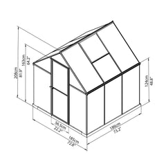 Palram - Canopia | Mythos Greenhouse Kit - 6 Ft Wide - Silver With 4mm Twin-wall Polycarbonate Glazing
