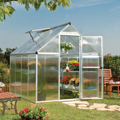 Palram - Canopia | Mythos Greenhouse Kit - 6 Ft Wide - Silver With 4mm Twin-wall Polycarbonate Glazing