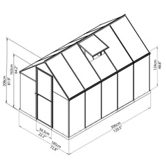 Palram - Canopia | Mythos Greenhouse Kit - 6 Ft Wide - Silver With 4mm Twin-wall Polycarbonate Glazing