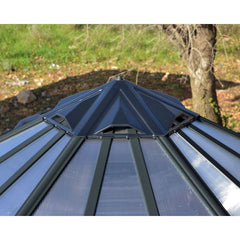 Palram - Canopia | 12x10 Ft Oasis Hex Greenhouse Kit - Gray With 0.8mm Polycarbonate Glazing