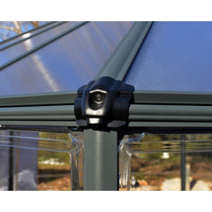 Palram - Canopia | 12x10 Ft Oasis Hex Greenhouse Kit - Gray With 0.8mm Polycarbonate Glazing