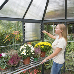 Palram - Canopia | 7x8 Ft Oasis Hex Greenhouse Kit - Gray With 0.8mm Polycarbonate Glazing