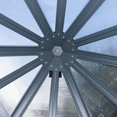 Palram - Canopia | 7x8 Ft Oasis Hex Greenhouse Kit - Gray With 0.8mm Polycarbonate Glazing