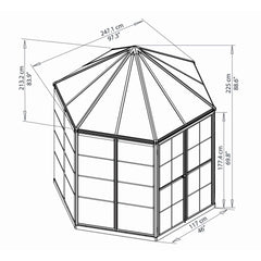 Palram - Canopia | 7x8 Ft Oasis Hex Greenhouse Kit - Gray With 0.8mm Polycarbonate Glazing