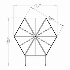 Palram - Canopia | 7x8 Ft Oasis Hex Greenhouse Kit - Gray With 0.8mm Polycarbonate Glazing