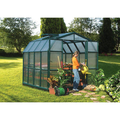 Palram - Canopia | 8x8 Ft Prestige Diffused Greenhouse Kit Package - Green With 6mm Twin-wall Polycarbonate Glazing