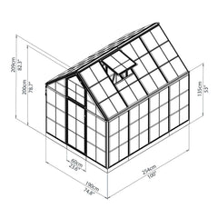 Palram - Canopia | Snap & Grow Greenhouse Kit - 6ft Wide - Silver With 0.8mm Polycarbonate Glazing