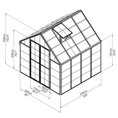 Palram - Canopia | Snap & Grow Greenhouse Kit - 8 Ft Wide - Silver With 0.8mm Polycarbonate Glazing
