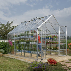 Palram - Canopia | Snap & Grow Greenhouse Kit - 8 Ft Wide - Silver With 0.8mm Polycarbonate Glazing