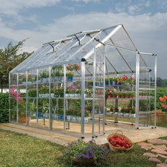 Palram - Canopia | Snap & Grow Greenhouse Kit - 8 Ft Wide - Silver With 0.8mm Polycarbonate Glazing