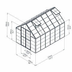 Palram - Canopia | Snap & Grow Greenhouse Kit - 8 Ft Wide - Silver With 0.8mm Polycarbonate Glazing