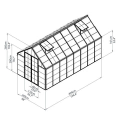 Palram - Canopia | Snap & Grow Greenhouse Kit - 8 Ft Wide - Silver With 0.8mm Polycarbonate Glazing