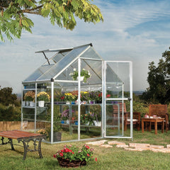 Palram - Canopia | Hybrid Greenhouse Kit - Silver With 0.8mm Polycarbonate Glazing