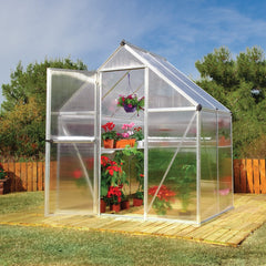 Palram - Canopia | Mythos Greenhouse Kit - 6 Ft Wide - Silver With 4mm Twin-wall Polycarbonate Glazing