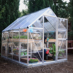 Palram - Canopia | Hybrid Greenhouse Kit - Silver With 0.8mm Polycarbonate Glazing