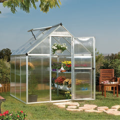 Palram - Canopia | Mythos Greenhouse Kit - 6 Ft Wide - Silver With 4mm Twin-wall Polycarbonate Glazing