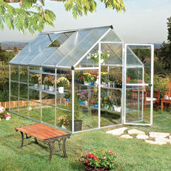 Palram - Canopia | Hybrid Greenhouse Kit - Silver With 0.8mm Polycarbonate Glazing