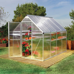Palram - Canopia | Mythos Greenhouse Kit - 6 Ft Wide - Silver With 4mm Twin-wall Polycarbonate Glazing