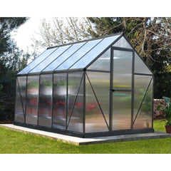 Palram - Canopia | 6x10 Ft Mythos Greenhouse Kit - Gray With 4mm Twin-wall Polycarbonate Glazing