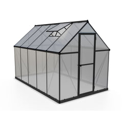 Palram - Canopia | 6x10 Ft Mythos Greenhouse Kit - Gray With 4mm Twin-wall Polycarbonate Glazing