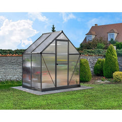 Palram - Canopia | 6x4 Ft Mythos Greenhouse Kit - Gray With 4mm Twin-wall Polycarbonate Glazing