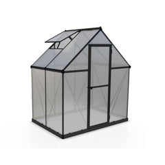 Palram - Canopia | 6x4 Ft Mythos Greenhouse Kit - Gray With 4mm Twin-wall Polycarbonate Glazing