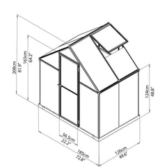 Palram - Canopia | 6x4 Ft Mythos Greenhouse Kit - Gray With 4mm Twin-wall Polycarbonate Glazing
