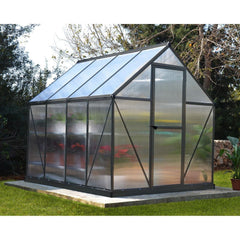 Palram - Canopia | 6x8 Ft Mythos Greenhouse Kit - Gray With 4mm Twin-wall Polycarbonate Glazing