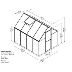 Palram - Canopia | 6x8 Ft Mythos Greenhouse Kit - Gray With 4mm Twin-wall Polycarbonate Glazing